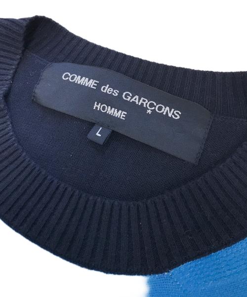 COMME des GARCONS HOMME（コムデギャルソン オム）COMME des GARCONS HOMME (コムデギャルソン オム) 転写プリント 半袖ニット ネイビー サイズ:Lの古着・服飾アイテム