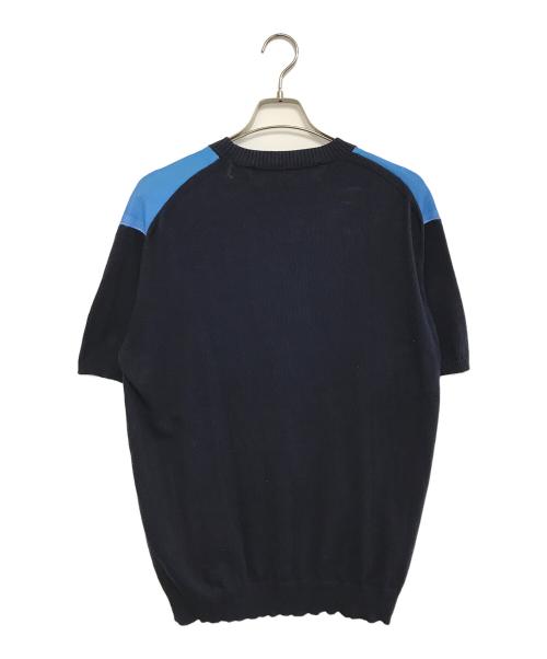 COMME des GARCONS HOMME（コムデギャルソン オム）COMME des GARCONS HOMME (コムデギャルソン オム) 転写プリント 半袖ニット ネイビー サイズ:Lの古着・服飾アイテム