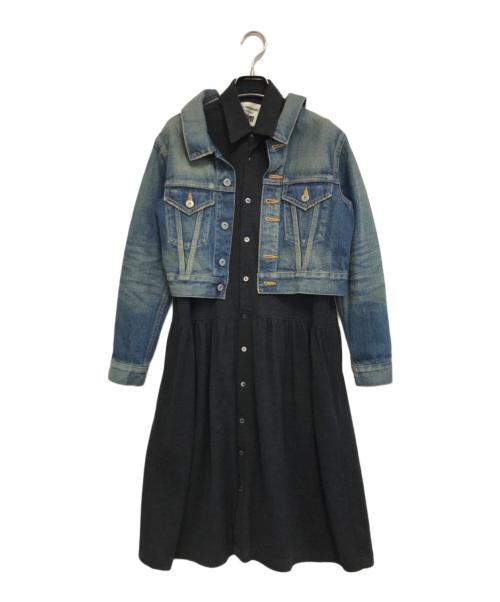 JUNYA WATANABE COMME des GARCONS（(ジュンヤワタナベ コムデギャルソン）JUNYA WATANABE COMME des GARCONS ((ジュンヤワタナベ コムデギャルソン) デニムジャケット ドッキングワンピース インディゴ×ブラック サイズ:XSの古着・服飾アイテム
