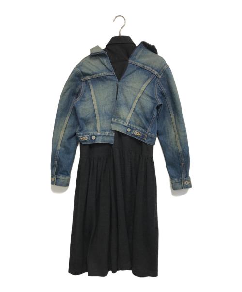 JUNYA WATANABE COMME des GARCONS（(ジュンヤワタナベ コムデギャルソン）JUNYA WATANABE COMME des GARCONS ((ジュンヤワタナベ コムデギャルソン) デニムジャケット ドッキングワンピース インディゴ×ブラック サイズ:XSの古着・服飾アイテム
