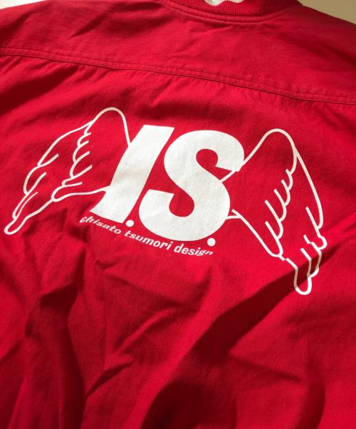 I.S.（アイエス）I.S. (アイエス) ロゴ ボンバージャケット レッド サイズ:SIZE9の古着・服飾アイテム