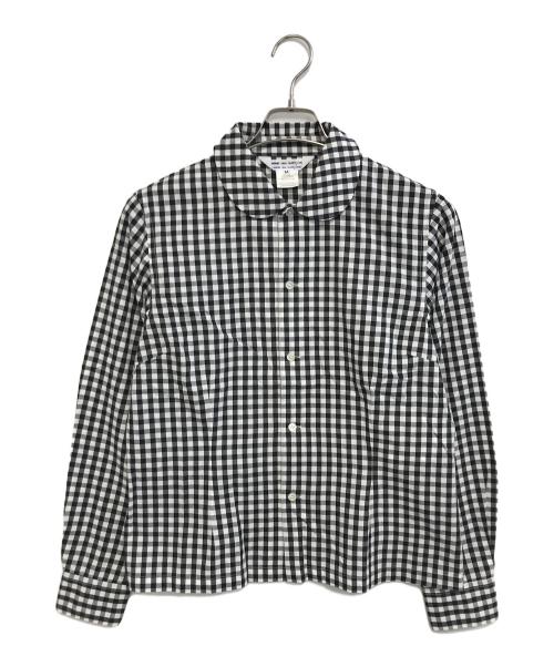 COMME des GARCONS COMME des GARCONS（コムデギャルソン コムデギャルソン）COMME des GARCONS COMME des GARCONS (コムデギャルソン コムデギャルソン) 丸襟 ギンガムチェックシャツ グレー サイズ:Mの古着・服飾アイテム
