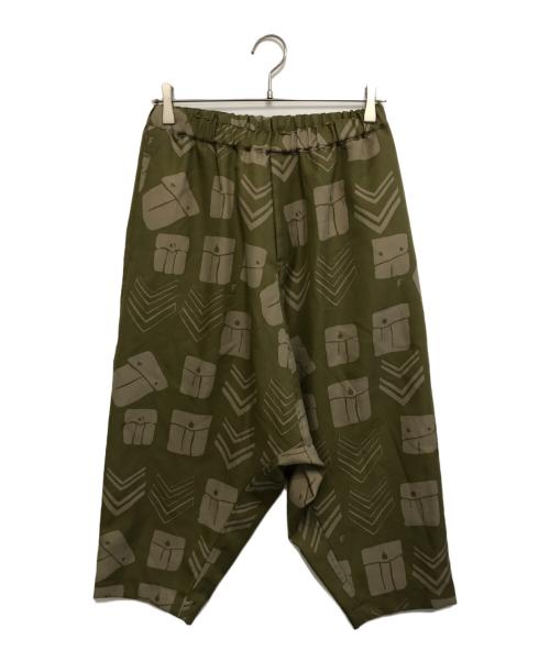 BLACK COMME des GARCONS（ブラックコムデギャルソン）BLACK COMME des GARCONS (ブラックコムデギャルソン) 総柄サルエルパンツ グリーン サイズ:XSの古着・服飾アイテム