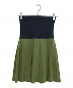 JUNIOR GAULTIERジュニアゴルチエ）の古着「バイカラープリーツスカート」｜グリーン