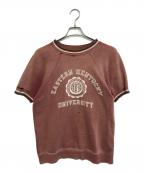 USEDユーズド）の古着「3段プリント半袖スウェット」｜レッド