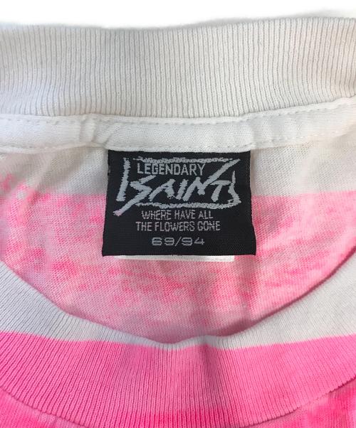 SAINT MICHAEL（セントマイケル）SAINT MICHAEL (セントマイケル) A BATHING APE (アベイシングエイプ) HANDPRINT BAPE SS TEE ピンク×ホワイト サイズ:2XLの古着・服飾アイテム