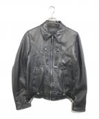 GUCCIグッチ）の古着「レザージャケット」｜ブラック