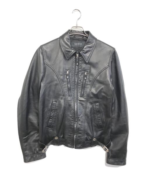 GUCCI（グッチ）GUCCI (グッチ) レザージャケット ブラック サイズ:46の古着・服飾アイテム