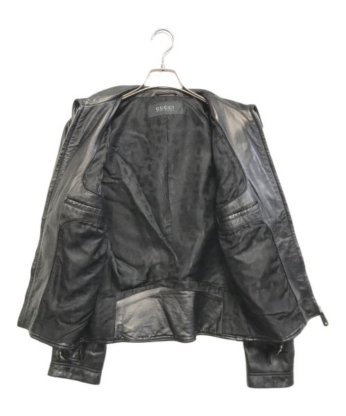 GUCCI（グッチ）GUCCI (グッチ) レザージャケット ブラック サイズ:46の古着・服飾アイテム
