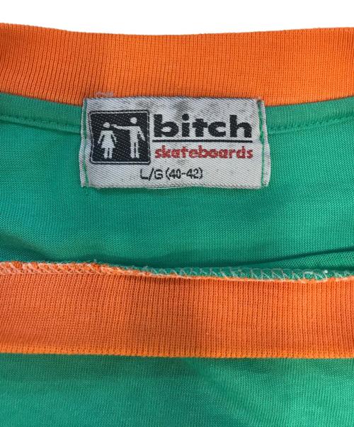 bitch skateboards（ビッチスケートボード）bitch skateboards (ビッチスケートボード) リンガーTシャツ グリーン×オレンジ サイズ:Lの古着・服飾アイテム