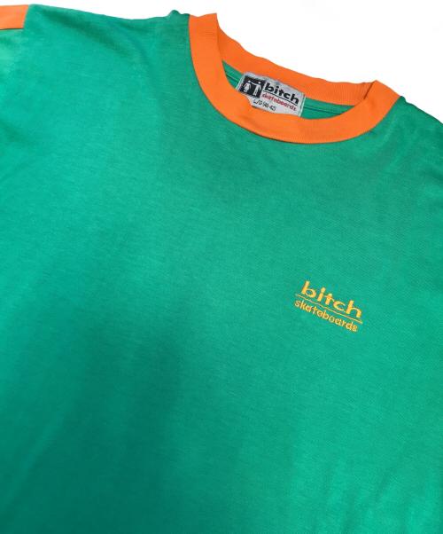 bitch skateboards（ビッチスケートボード）bitch skateboards (ビッチスケートボード) リンガーTシャツ グリーン×オレンジ サイズ:Lの古着・服飾アイテム