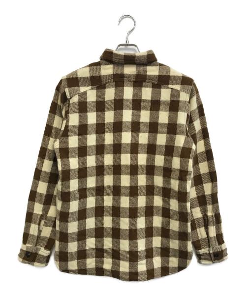 ATLAST & CO（アットラスト）ATLAST & CO (アットラスト) マチ付ウールチェックシャツ ブラウン サイズ:14 1/2の古着・服飾アイテム
