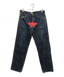 BAPE BY A BATHING APE（ベイプバイアベイシングエイプ）の古着「フロントスターペイントデニムパンツ」｜インディゴ