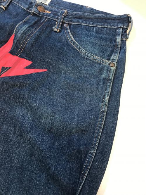 BAPE BY A BATHING APE（ベイプバイアベイシングエイプ）BAPE BY A BATHING APE (ベイプバイアベイシングエイプ) フロントスターペイントデニムパンツ インディゴ サイズ:Lの古着・服飾アイテム