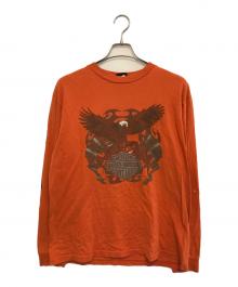 HARLEY-DAVIDSON（ハーレーダビッドソン）の古着「袖プリロングスリーブカットソー」｜オレンジ