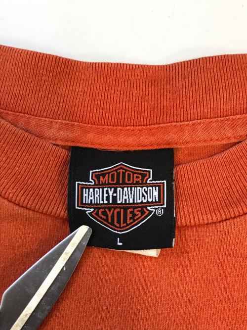 HARLEY-DAVIDSON（ハーレーダビッドソン）HARLEY-DAVIDSON (ハーレーダビッドソン) 袖プリロングスリーブカットソー オレンジ サイズ:Lの古着・服飾アイテム