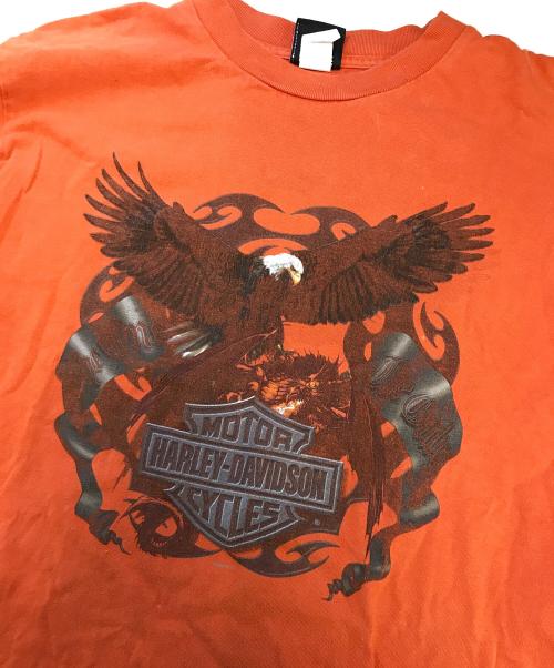 HARLEY-DAVIDSON（ハーレーダビッドソン）HARLEY-DAVIDSON (ハーレーダビッドソン) 袖プリロングスリーブカットソー オレンジ サイズ:Lの古着・服飾アイテム