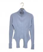 POPPYポピー）の古着「GARTER CUT RIB ZIP TOP」｜スカイブルー