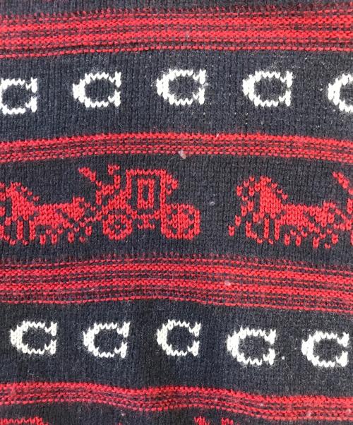 COACH（コーチ）COACH (コーチ) ホース アンド キャリッジ カーディガン レッド サイズ:Mの古着・服飾アイテム