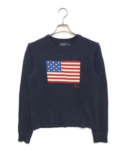 POLO RALPH LAUREN（ポロ・ラルフローレン）POLO RALPH LAUREN (ポロ・ラルフローレン) 星条旗ニット ネイビー サイズ:Mの古着・服飾アイテム