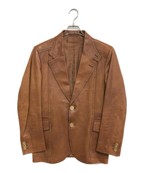 GUCCI（グッチ）GUCCI (グッチ) レザーテーラードジャケット ブラウン サイズ:48の古着・服飾アイテム