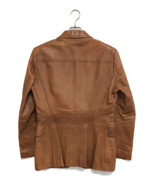 GUCCI（グッチ）GUCCI (グッチ) レザーテーラードジャケット ブラウン サイズ:48の古着・服飾アイテム