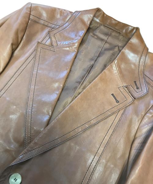 GUCCI（グッチ）GUCCI (グッチ) レザーテーラードジャケット ブラウン サイズ:48の古着・服飾アイテム