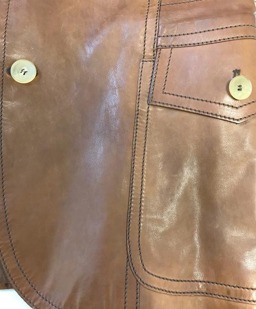 GUCCI（グッチ）GUCCI (グッチ) レザーテーラードジャケット ブラウン サイズ:48の古着・服飾アイテム