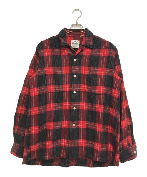 Wellington（ウェリントン）Wellington (ウェリントン) ウールオープンカラーシャツ レッド サイズ:Mの古着・服飾アイテム