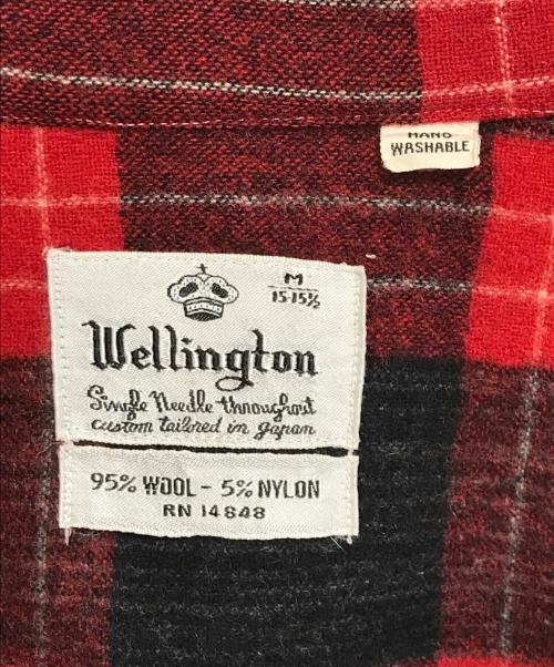 Wellington（ウェリントン）Wellington (ウェリントン) ウールオープンカラーシャツ レッド サイズ:Mの古着・服飾アイテム