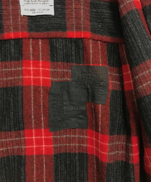 Wellington（ウェリントン）Wellington (ウェリントン) ウールオープンカラーシャツ レッド サイズ:Mの古着・服飾アイテム