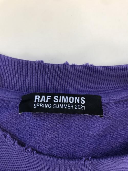 RAF SIMONS（ラフシモンズ）RAF SIMONS (ラフシモンズ) Destroyed crewneck sweater Girl in Red パープル サイズ:Lの古着・服飾アイテム