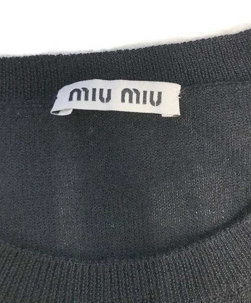 MIU MIU（ミュウミュウ）MIU MIU (ミュウミュウ) カシミヤシルク半袖ニット ブラック サイズ:36の古着・服飾アイテム