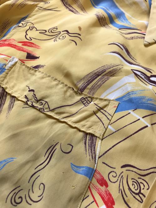 TOOKE playday（トーク・プレイデイ）TOOKE playday (トーク・プレイデイ) 長袖レーヨンアロハシャツ イエロー サイズ:Mの古着・服飾アイテム