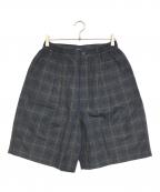 COMME des GARCONS HOMMEコムデギャルソン オム）の古着「エステル麻ウェザーチェック ハーフパンツ」｜ネイビー