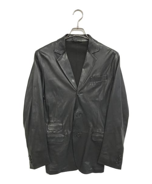 DSQUARED2（ディースクエアード）DSQUARED2 (ディースクエアード) レザーテーラードジャケット ブラック サイズ:46の古着・服飾アイテム