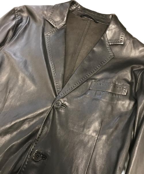 DSQUARED2（ディースクエアード）DSQUARED2 (ディースクエアード) レザーテーラードジャケット ブラック サイズ:46の古着・服飾アイテム