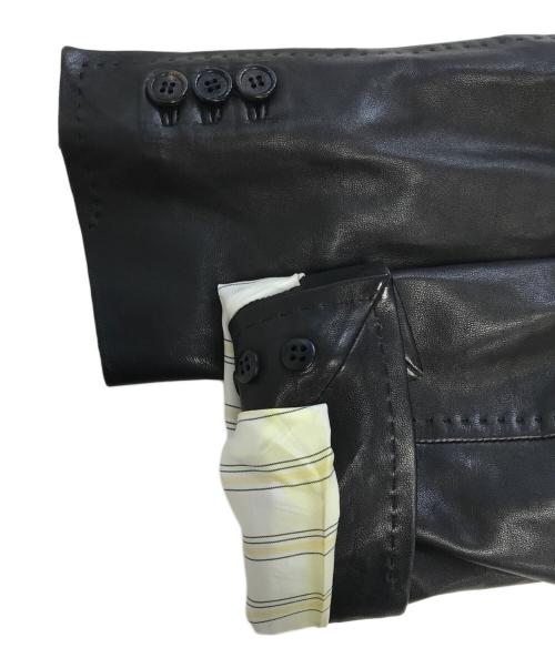 DSQUARED2（ディースクエアード）DSQUARED2 (ディースクエアード) レザーテーラードジャケット ブラック サイズ:46の古着・服飾アイテム