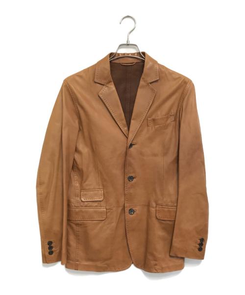 DSQUARED2（ディースクエアード）DSQUARED2 (ディースクエアード) レザーテーラードジャケット ブラウン サイズ:46の古着・服飾アイテム