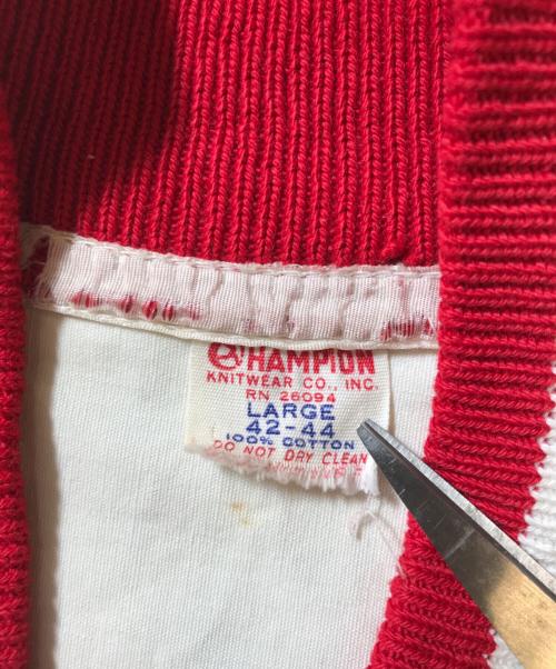 Champion（チャンピオン）Champion (チャンピオン) スポーツジャケット ホワイト×レッド サイズ:Lの古着・服飾アイテム