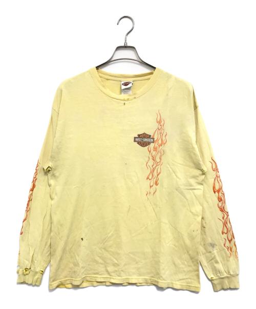モーターサイクルロングスリーブTシャツ（モーターサイクルロングスリーブTシャツ）モーターサイクルロングスリーブTシャツ (モーターサイクルロングスリーブTシャツ) HARLEY-DAVIDSON(ハーレーダビッドソン) モーターサイクルロングスリーブTシャツ イエロー サイズ:Lの古着・服飾アイテム