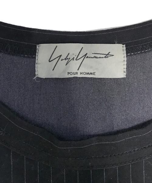 Yohji Yamamoto pour homme（ヨウジヤマモト プールオム）Yohji Yamamoto pour homme (ヨウジヤマモト プールオム) ストライプTシャツ ブラック サイズ:3の古着・服飾アイテム