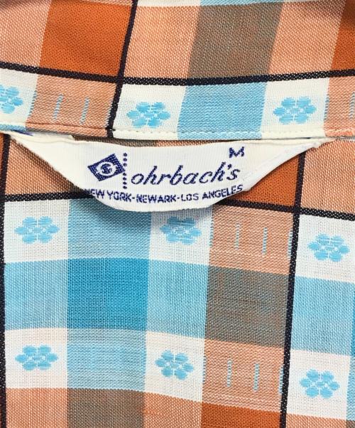 Ohrbach's（オーバックス）Ohrbach's (オーバックス) アトミック柄オープンカラーシャツ スカイブルー×オレンジ サイズ:Ⅿの古着・服飾アイテム