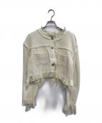 MAISON SPECIALメゾンスペシャル）の古着「Tweed Collarless Jacket」｜ホワイト