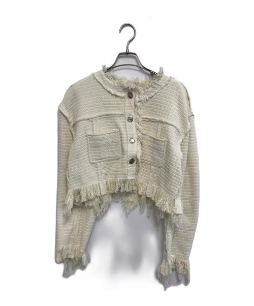MAISON SPECIAL（メゾンスペシャル）MAISON SPECIAL (メゾンスペシャル) Tweed Collarless Jacket ホワイト サイズ:Freeの古着・服飾アイテム