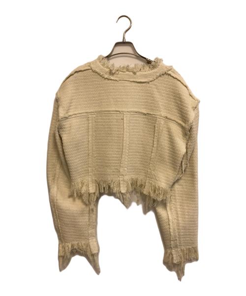 MAISON SPECIAL（メゾンスペシャル）MAISON SPECIAL (メゾンスペシャル) Tweed Collarless Jacket ホワイト サイズ:Freeの古着・服飾アイテム