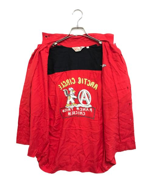 lane mate（レーンメイト）lane mate (レーンメイト) ボーリングシャツ レッド×ブラック サイズ:Lの古着・服飾アイテム