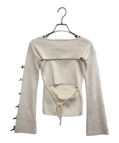 ANDMARY（アンドマリー）ANDMARY (アンドマリー) Cindy ribbon knit set up アイボリー サイズ:Fの古着・服飾アイテム