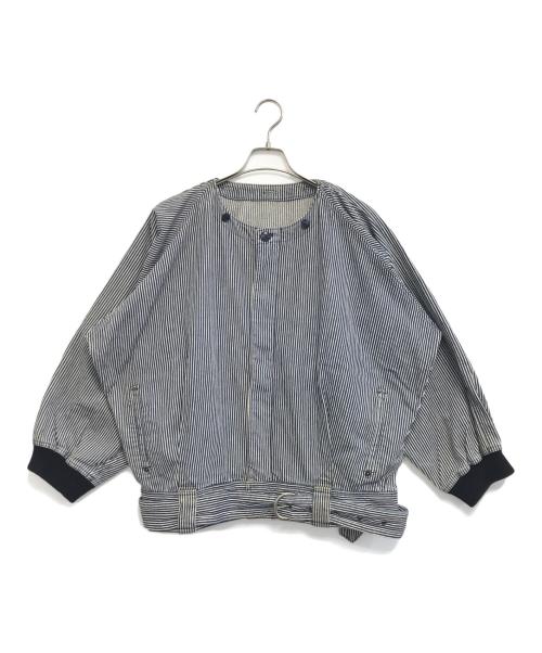 I.S.（アイエス）I.S. (アイエス) ヒッコリーストライプブルゾン ネイビー サイズ:9の古着・服飾アイテム