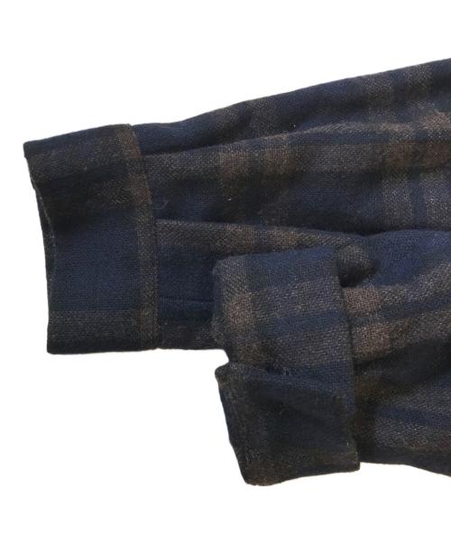 LOEWE（ロエベ）LOEWE (ロエベ) アナグラムレザーロゴパッチ チェックシャツ ネイビー サイズ:XSの古着・服飾アイテム